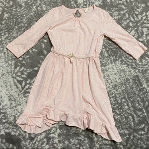 CREWCUTS 3/4 Sleeve Ruffle Sharkbite Hem Dress Pink Size 5